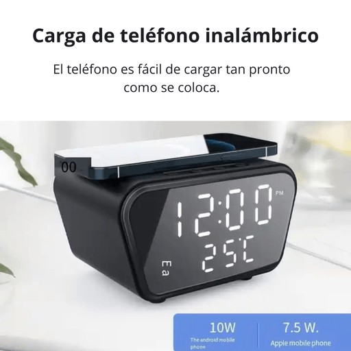 GENERICO Reloj despertador digital para móvil cargador inalámbrico