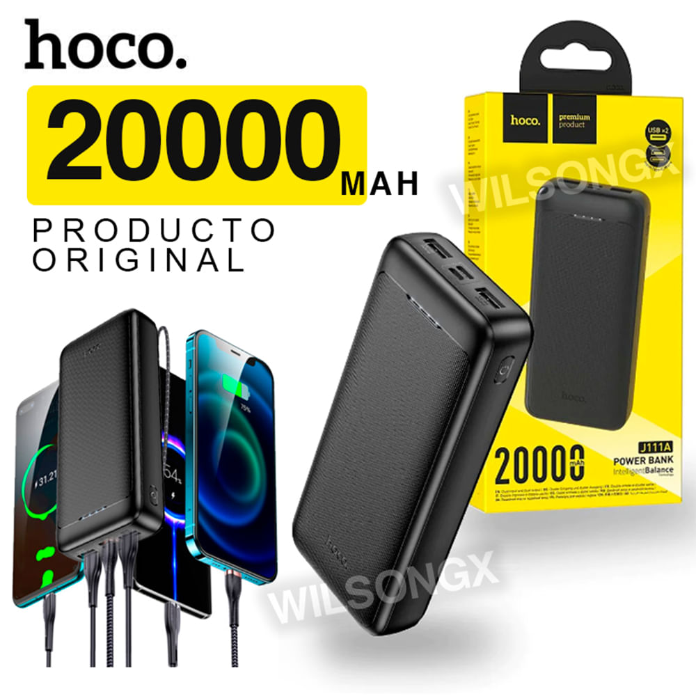 Power Bank Carga Rápida 20000 mAh Cargador Portatil Usb Hoco