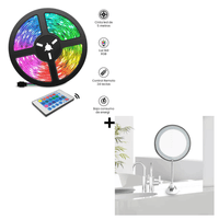 Combo Tira Led RGB de 5 Metros + Espejo con Aumento Zoom x5 con Luz Led