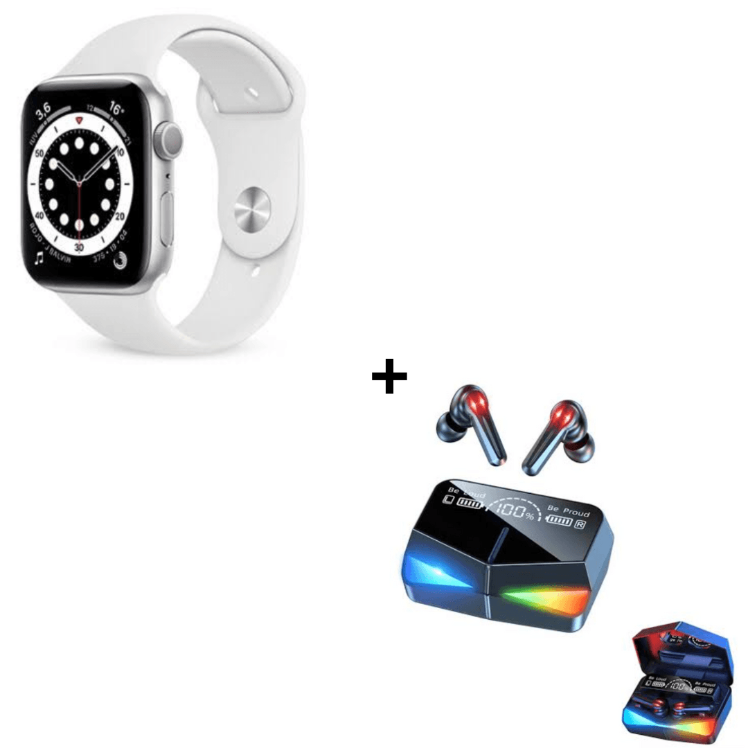 Combo Smartwatch I9 Pro Max S Blanco + Audífonos Profesionales Inalámbricos M28