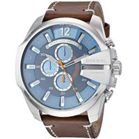 Reloj Diesel Mega Chief DZ4458 Para Hombre Fecha Cronómetro Correa de Cuero Marrón Celeste
