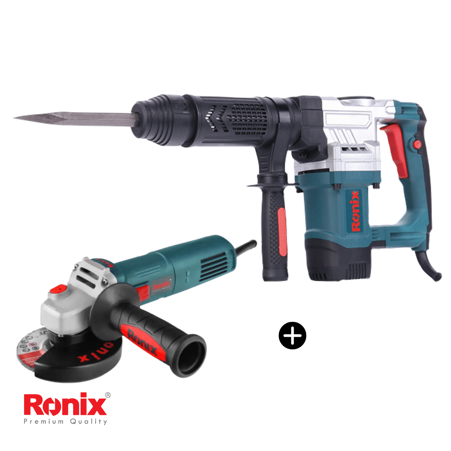 Martillo Demoledor 1050W RONIX 2809+ Amoladora Angular 4-1/2" 840W RONIX 3111