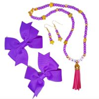 Set de niñas 2 Lazos, Collar y Aretes Barbie Marialu Creaciones