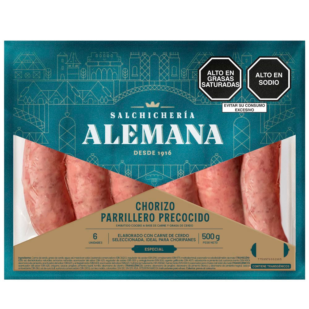 Chorizo Parrillero Precocido SALCHICHERÍA ALEMANA Paquete 500g