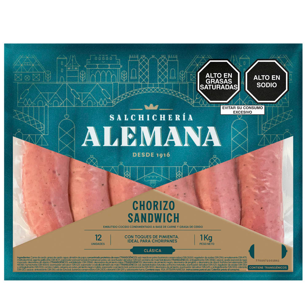 Chorizo Precocido SALCHICHERÍA ALEMANA Paquete 1Kg