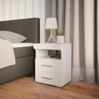 Velador Moderno Blanco Claire 2 Cajones R&R MUEBLES