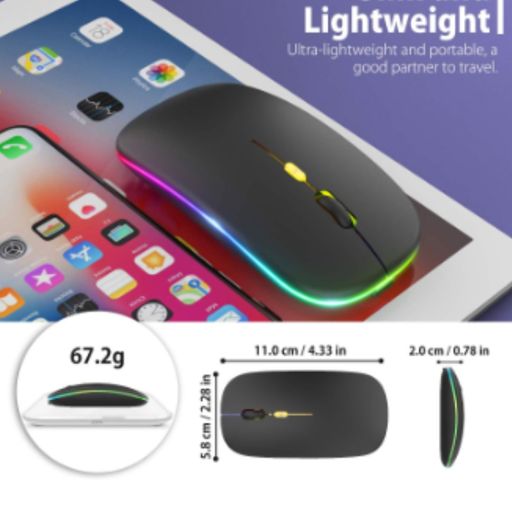 Mouse Bluetooth Recargable con led RGB