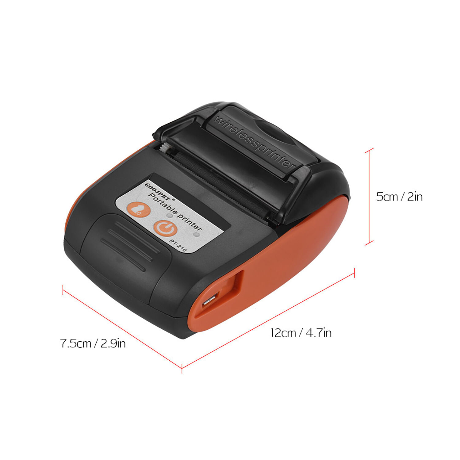 Impresora Térmica Portátil Jingpu Pt-210 58Mm Bluetooth Naranja