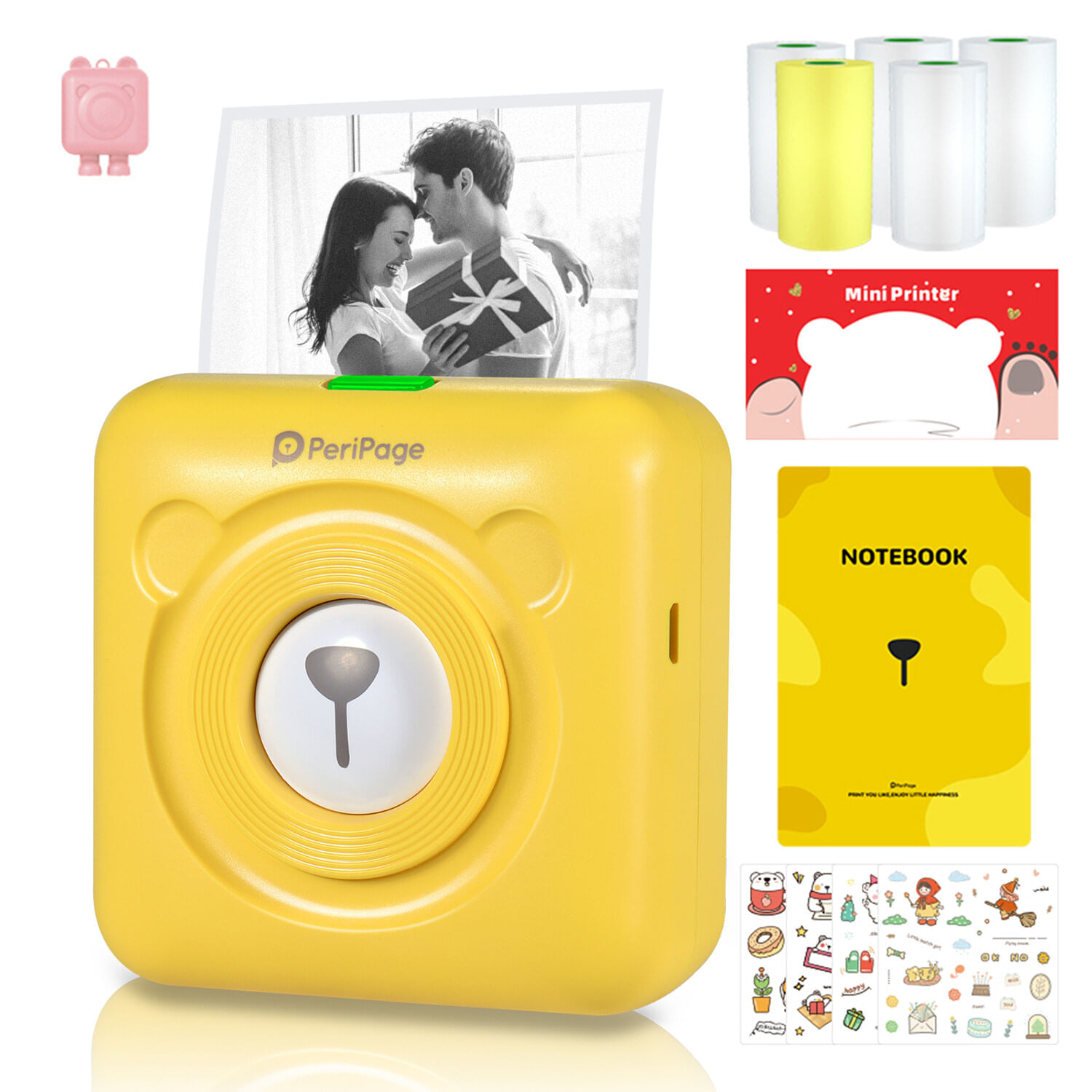 Paquete Impresora Térmica Ericsson A6 Portátil Mini Bluetooth Amarillo