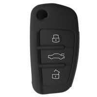 Funda Protectora de Llave Flip en Silicona color negro 03 Botones para Audi