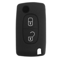 Funda Protectora de Llave Flip en Silicona de color negro 2 Botones para Peugeot