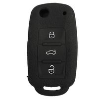 Funda Protectora de Llave Flip Silicona color negro 3 Botones para Volkswagen