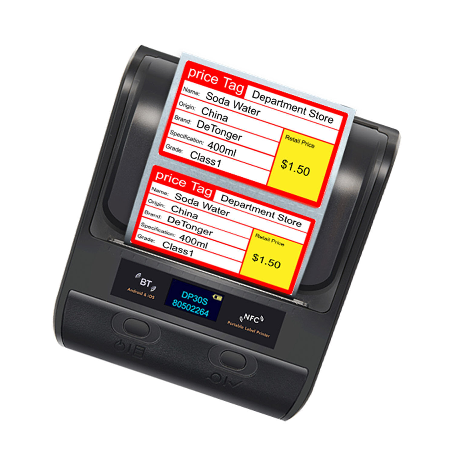 Impresora Térmica Portátil Dp30 203Dpi 3 Pulgadas 80Mm Usb+Bluetooth Negro