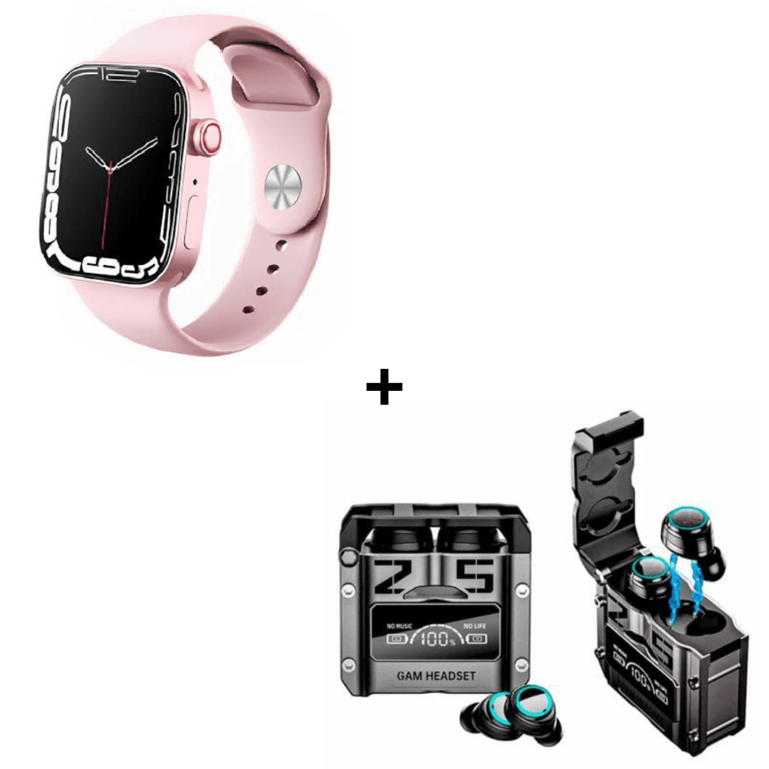 Combo Smartwatch I8 Pro Max Rosado + Audífonos Gamer M25