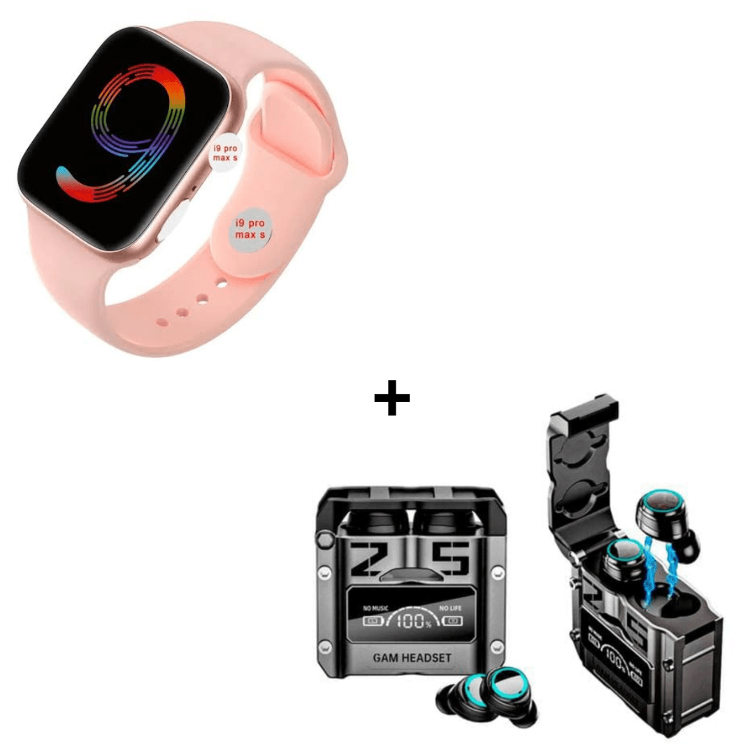 Combo Smartwatch I9 Pro Max S Rosado + Audífonos Gamer M25