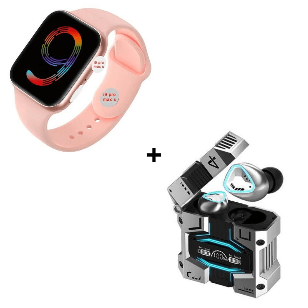 Combo Smartwatch I9 Pro Max S Rosado + Audífonos Inalámbricos M45