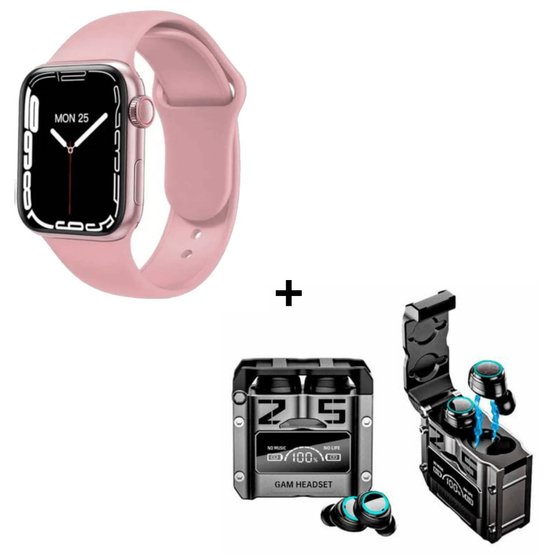 Combo Smartwatch T900 Pro Max L Rosado + Audífonos Gamer M25