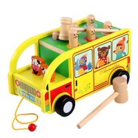 Bus didáctico de animalitos encaje y martillo
