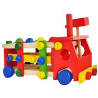 Carrito bombero de madera de 36 piezas
