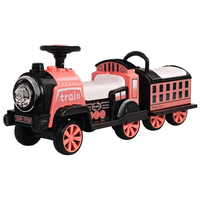 Tren Eléctrico a Batería para Niños con Luces Sonido y Caja de Almacenamiento-Rosado