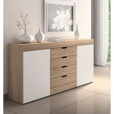 Aparador elegante 4 puertas Dario color Blanco/Duna TU MESITA - Promart