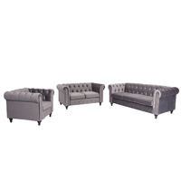 Juego de Sala 3 2 1 Chesterfield Deluxe Alto Hogar Gris Oscuro