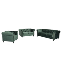 Juego de Sala 3 2 1 Chesterfield Deluxe Alto Hogar Verde