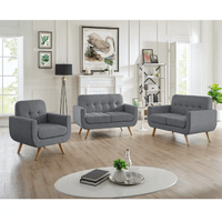 Juego de Sala Rebbe 3 2 1 Alto Hogar Gris