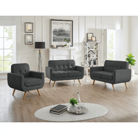 Juego de Sala Rebbe 3 2 1 Alto Hogar Gris Oscuro