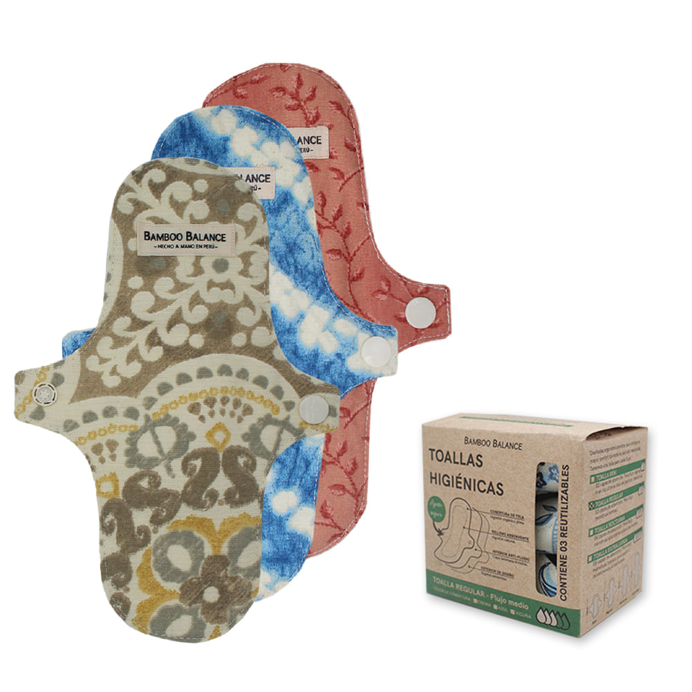 Toalla Higiénica de Tela Bamboo Balance Tripack Regular Crema