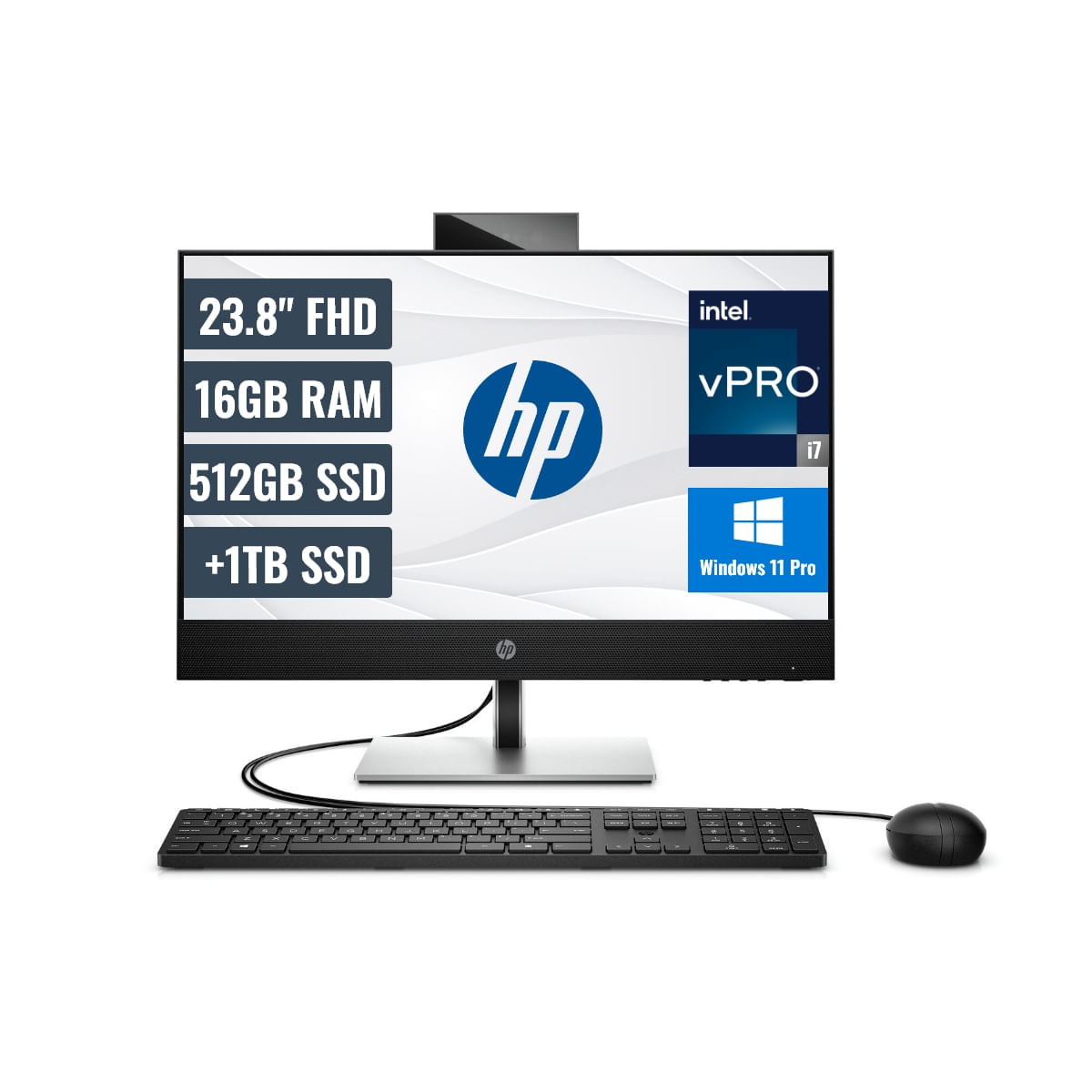 All In One HP ProOne 440 G9 Intel Core i7-12700 16GB RAM 512GB SSD y 1TB SSD 23.8 FHD Windows 11 Pro