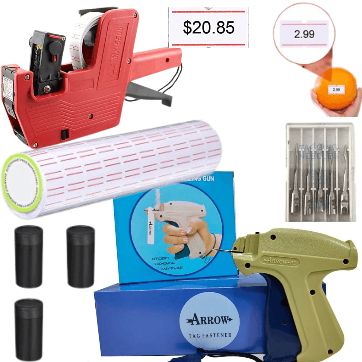 Kit de Pistola Etiquetadora Para Ropa Y Etiquetadora de Precios Lote Vencimiento Mx5500