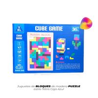 Juguete de Bloques de madera Puzle estilo Tetris Caja Azul