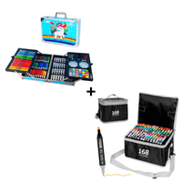 Combo Set de Arte Metálico + Plumones Doble Punta x 168 Piezas