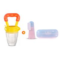 Set de 3 Chupones Anti-ahogo Amarillo + Cepillo Dedal para Dientes y Encías Transparente