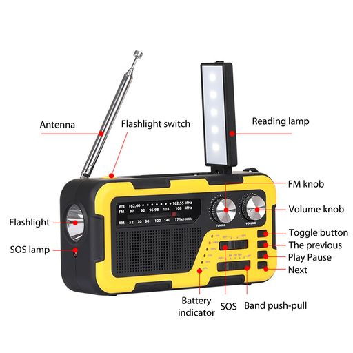 Radio solar Altavoz inalámbrico Bluetooth Radio de emergencia de carga solar