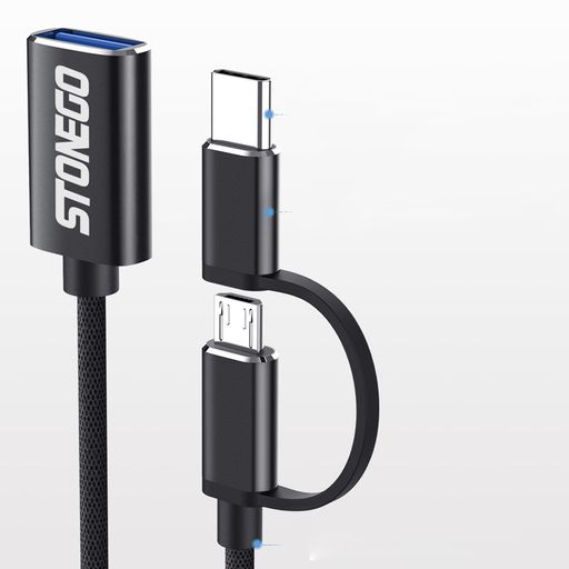 Cable adaptador OTG StoneGo USB 3.0 Hembra a Micro USB y Tipo C Macho Dos  en uno