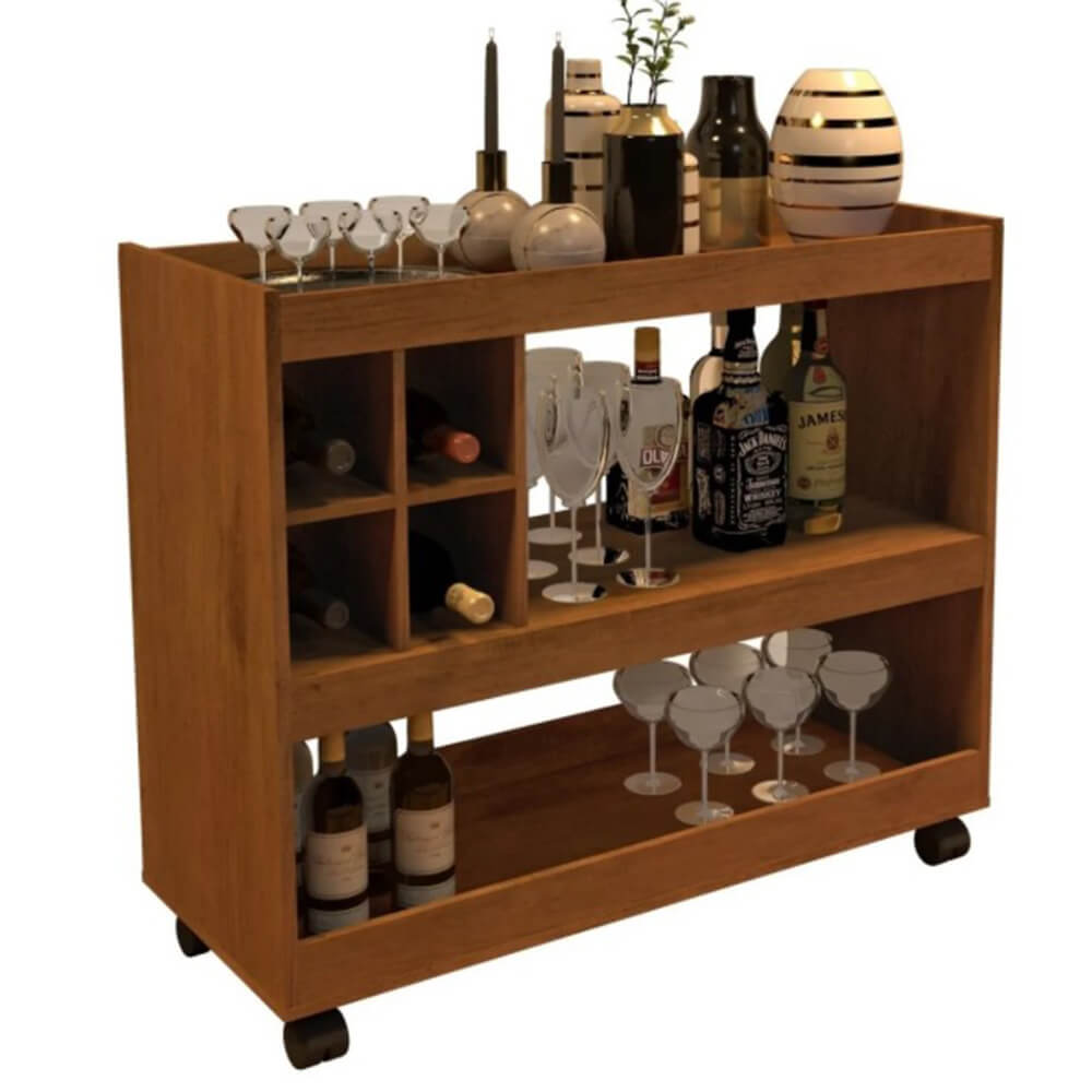 Mueble Bar con ruedas Praga color Marrón claro TU MESITA