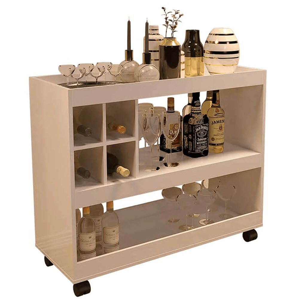 Mueble Bar con ruedas Praga color Blanco TU MESITA