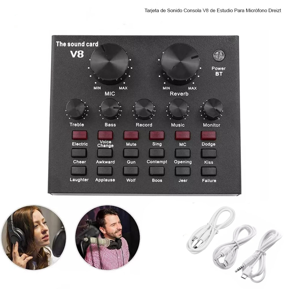 Tarjeta de Sonido Consola V8 de Estudio Para Micrófono Dreizt