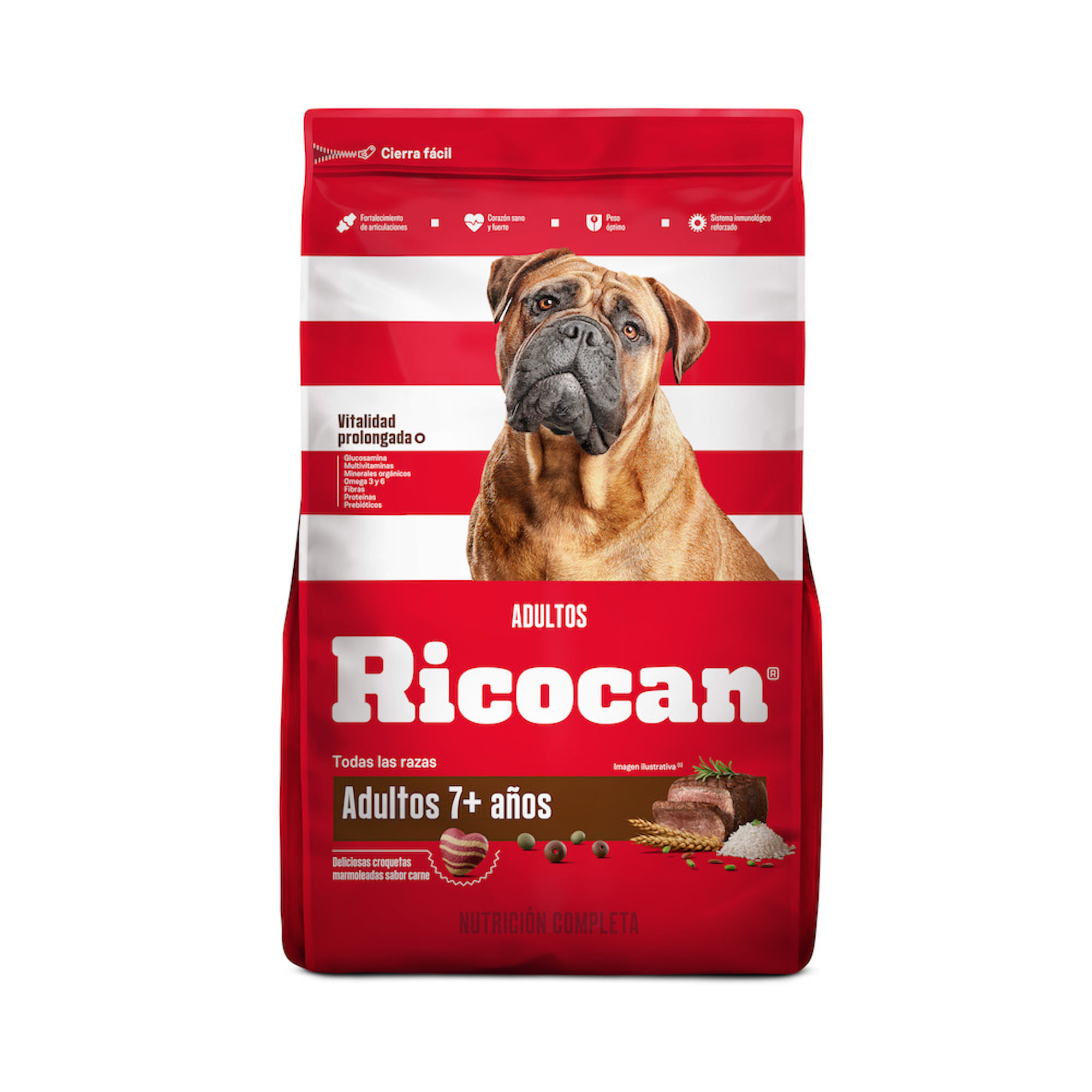 Alimento para Perro RICOCAN Adultos 7+ Años Sabor Carne Bolsa 15Kg