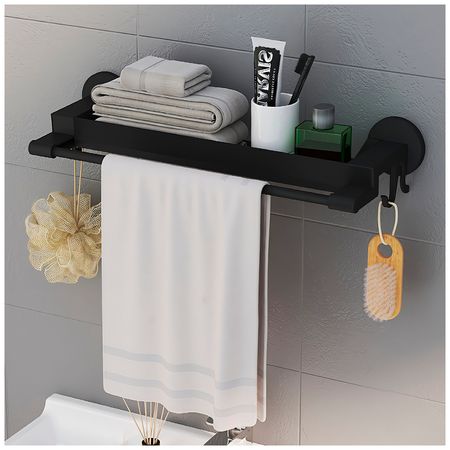 Organizador Repisa Toallero Accesorio de Baño Moderno SL4 Negro