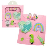 Set de 8 Ganchitos Kawaii Niñas Accesorio de Cabello S47 Verde