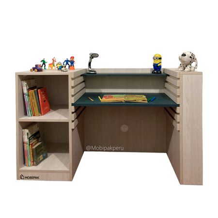 Escritorio Evolutivo Regulable 2 Cubos Mobipak Niebla Océano 130 cm