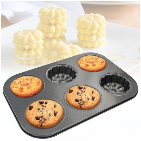 Molde Antiadherente para 06 Muffins Galletas Cupcakes Diseño Flor J33