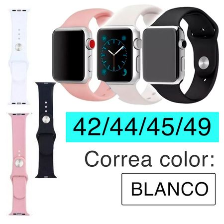 Correa Silicona para Apple Watch Color Blanco de 42 44 45 49 mm