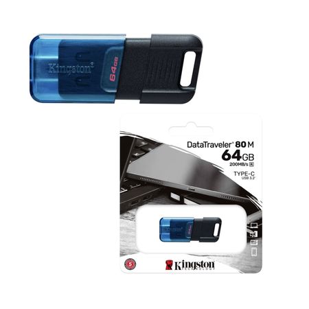 Memoria USB Kingston DataTraveler 80 M 64GB USB-C 3.2 Gen 1 Azul