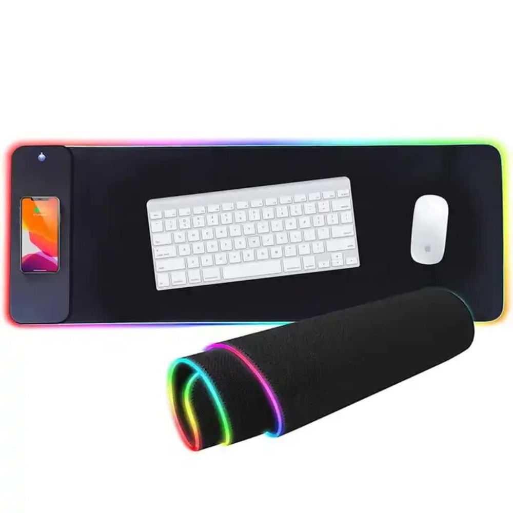 Mouse Pad con Cargador Inalámbrico para Celulares Carga Rápida Luz LED