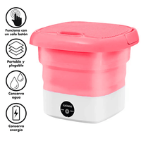 Mini Lavadora Portátil Plegable con Centrifugado - ROSADO