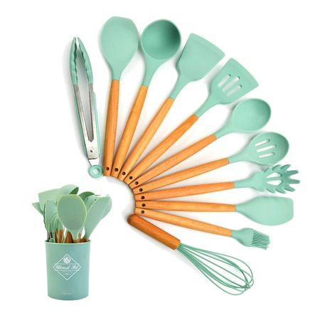 Set de Utensilios Multifuncional para Cocina de Silicona Verde